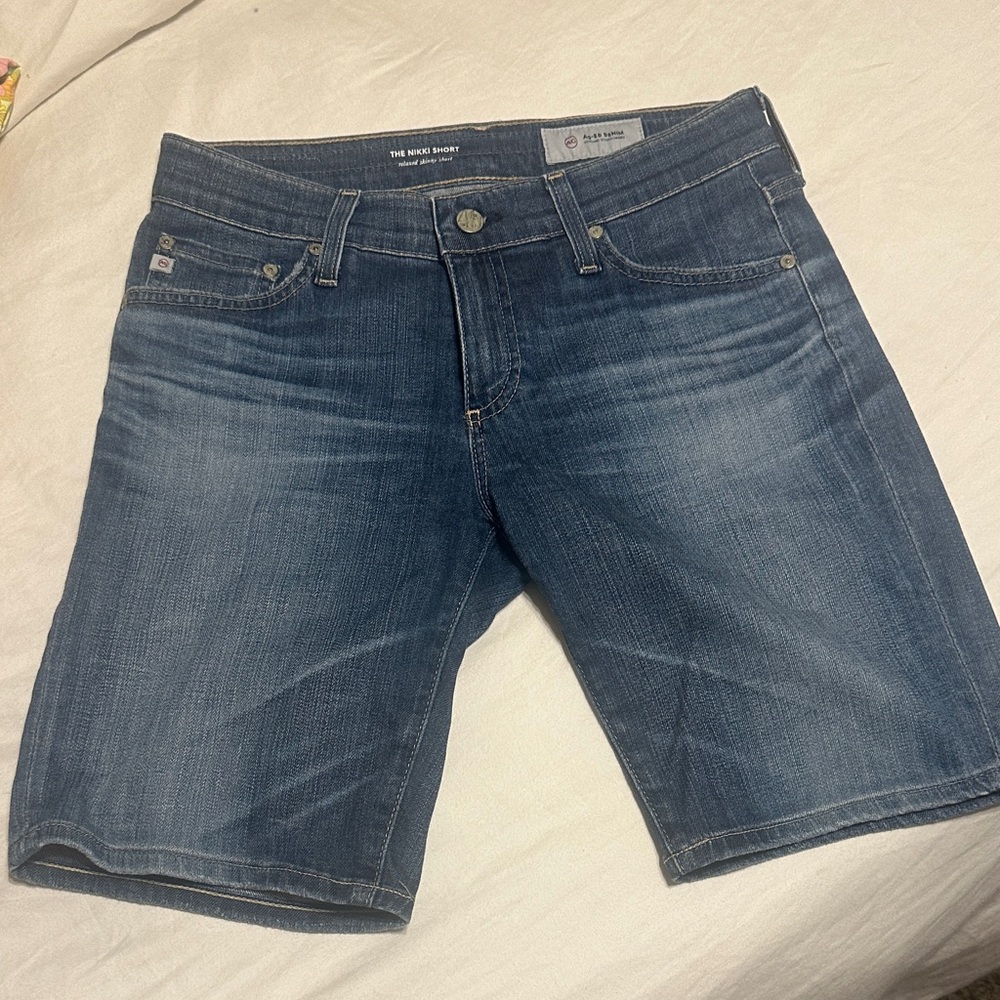 Ag Adriano Goldschmied Medium Blue Jean Shorts